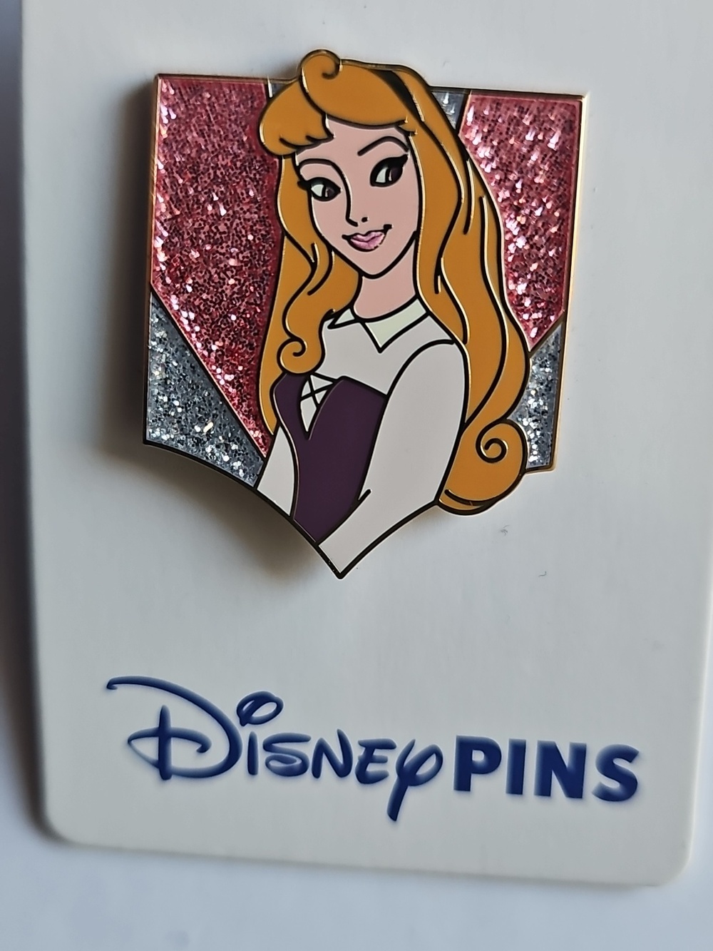 Disney Princess Aurora Glitter Enamel Pin - Pink & Silver